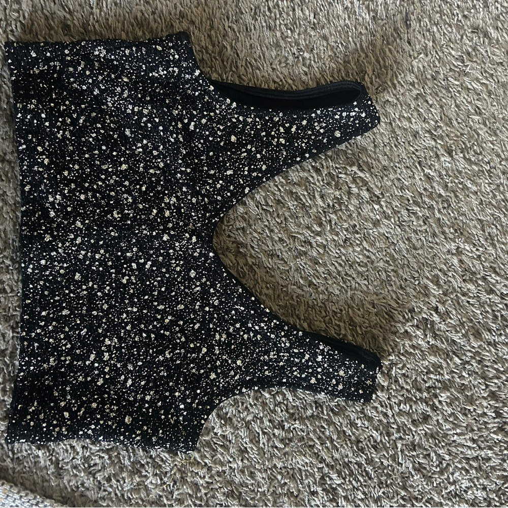 Black and Gold Speckled Crop Top